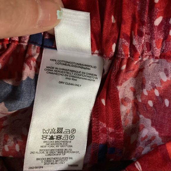 Zac Posen for Brooks Brothers red floral poppy wide leg sateen pants, 4 - Picture 10 of 11